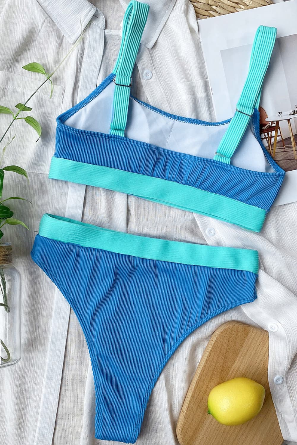 Color Block Scoop Neck Bikini Set - House of Binx 