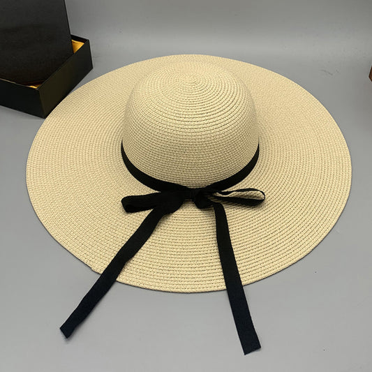 Bow Paper Braided Wide Brim Hat - House of Binx 