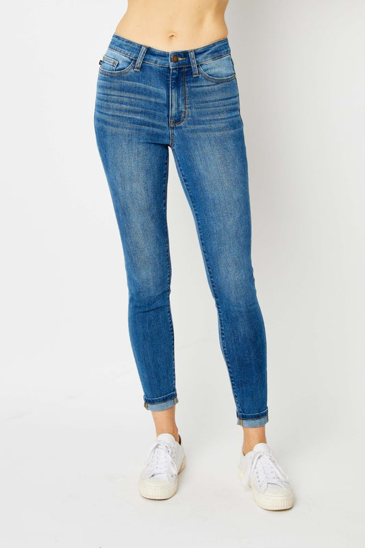 Judy Blue Full Size Cuffed Hem Skinny Jeans - House of Binx 