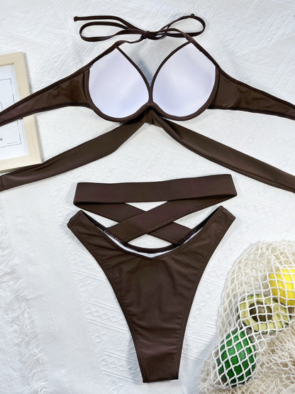 Crisscross Halter Neck Bikini Set - House of Binx 