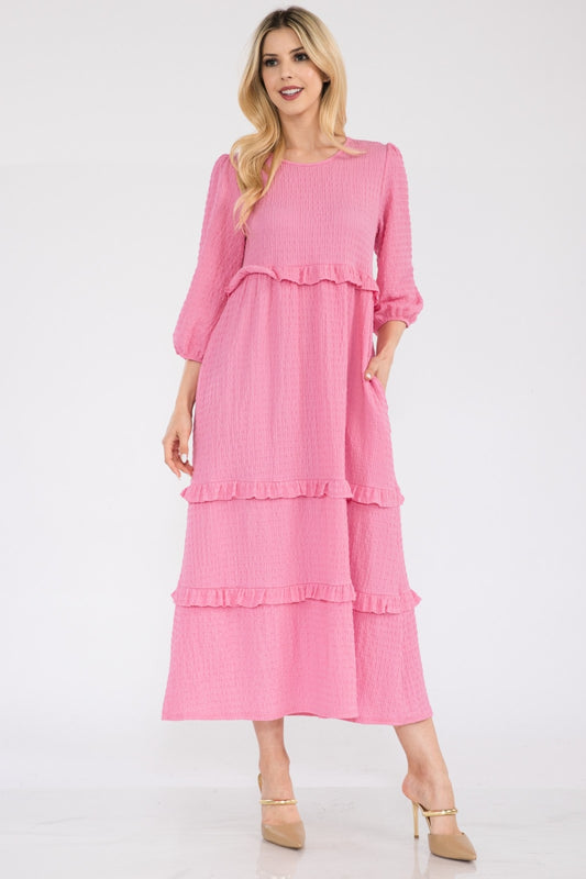 Celeste Full Size Tiered-Ruffle Midi Dress - House of Binx 