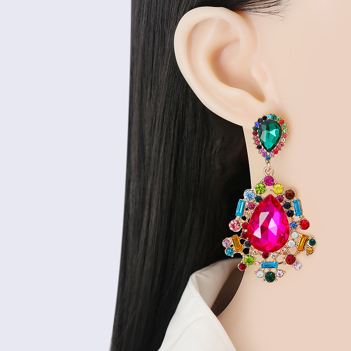 Teardrop Shape Rhinestone Alloy Dangle Earrings - House of Binx 