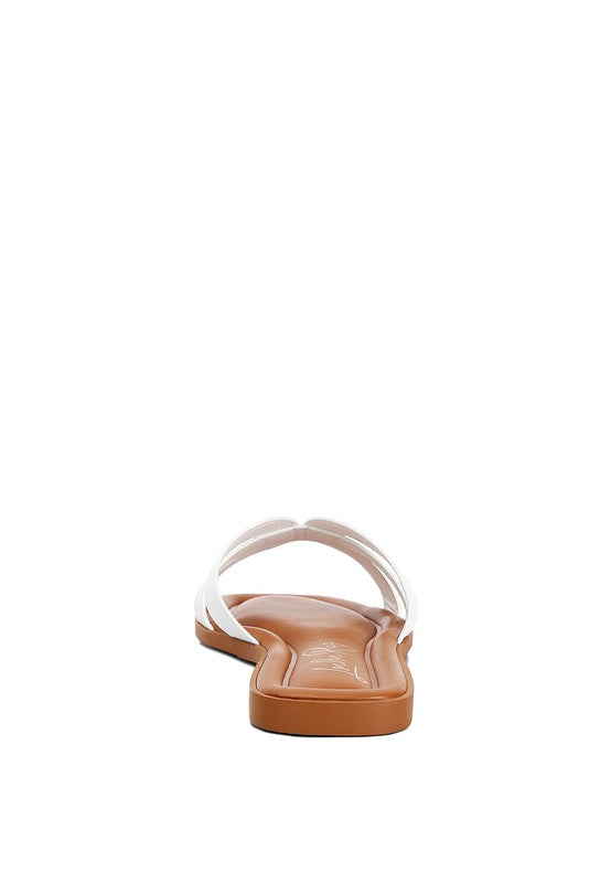 Aura Faux Leather Flat Sandals - House of Binx 