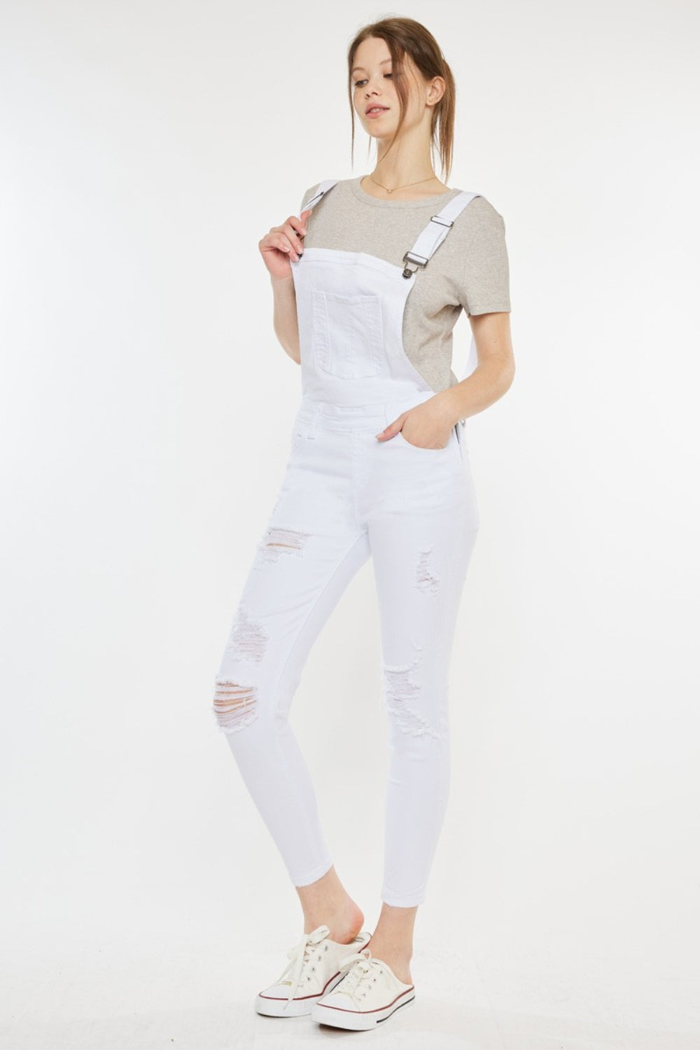 Kancan Distressed Skinny Denim Overalls - House of Binx 