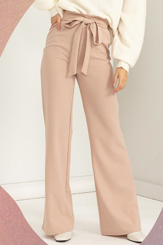 Seeking Sultry High-Waisted Tie Front Flared Pants - House of Binx 