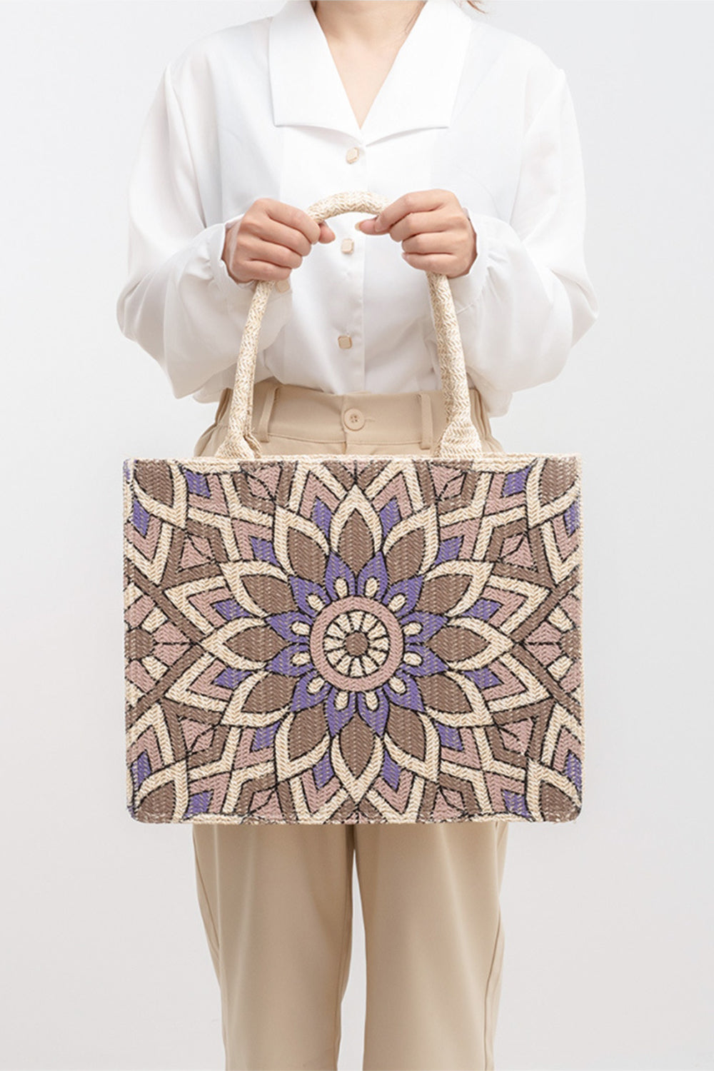 Flower Straw Weave Tote Bag - House of Binx 