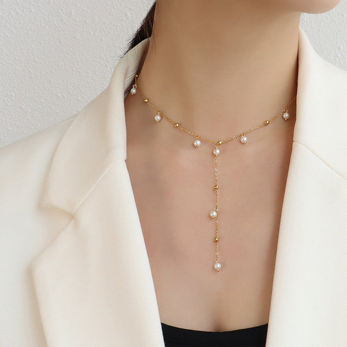 18K Gold-Plated Pearl Drop Necklace - House of Binx 