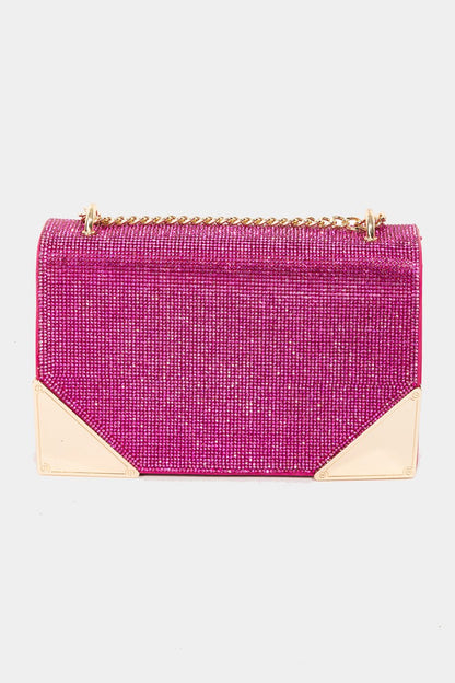 Fame Rhinestone Studded Rectangle Crossbody Bag - House of Binx 