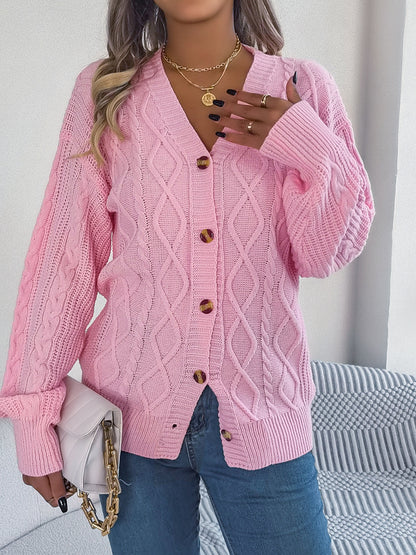 Cable-Knit Long Sleeve Cardigan