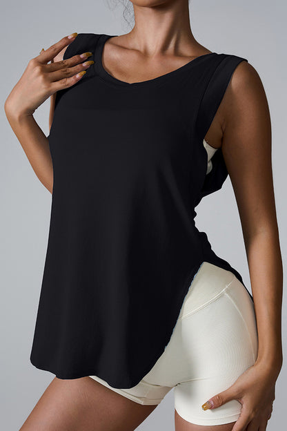 Slit Round Neck Active Tank - House of Binx 