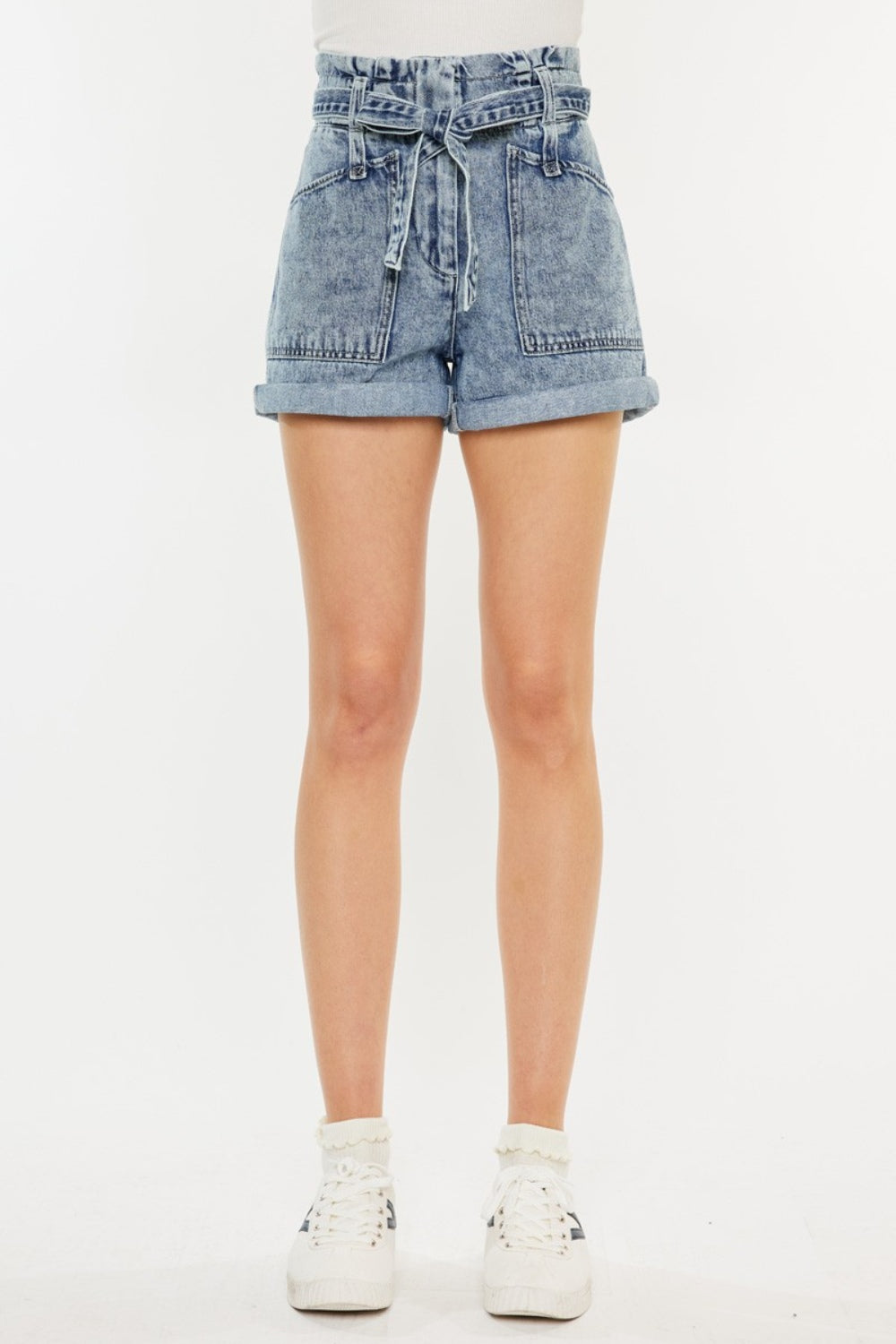 Kancan Ultra High Rise Paperbag Denim Shorts - House of Binx 