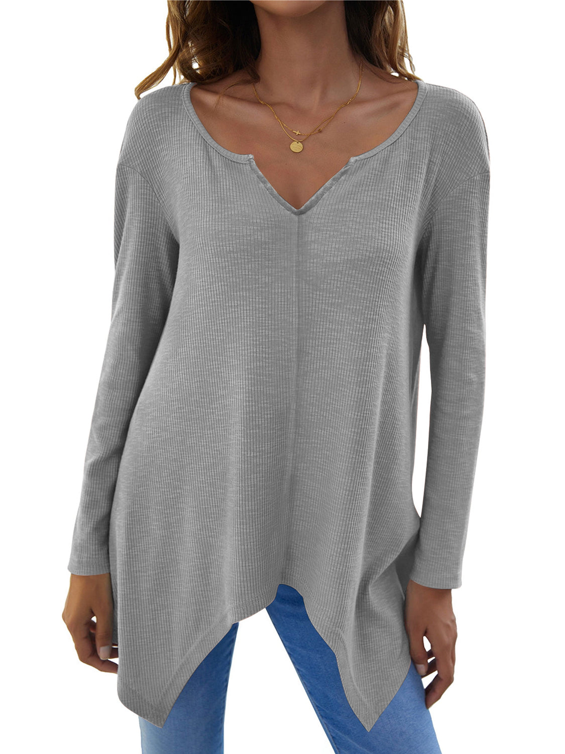 Full Size V-Neck Long Sleeve T-Shirt