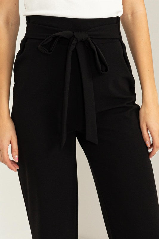 Seeking Sultry High-Waisted Tie Front Flared Pants - House of Binx 