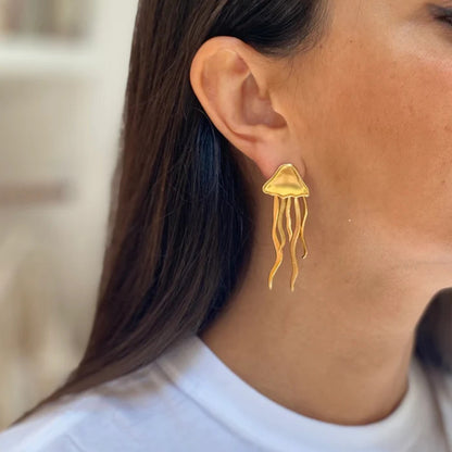 18K Gold-Plated Stainless Steel Jellyfish Earrings - House of Binx 