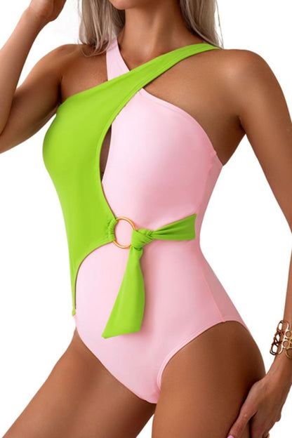 Cutout Contrast Sleeveless One-Piece Swimwear - House of Binx 