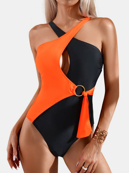 Cutout Contrast Sleeveless One-Piece Swimwear - House of Binx 