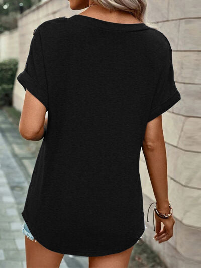 V-Neck Short Sleeve T-Shirt - House of Binx 