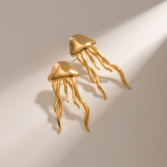 18K Gold-Plated Stainless Steel Jellyfish Earrings - House of Binx 