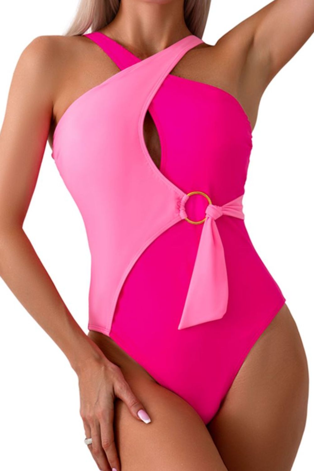 Cutout Contrast Sleeveless One-Piece Swimwear - House of Binx 