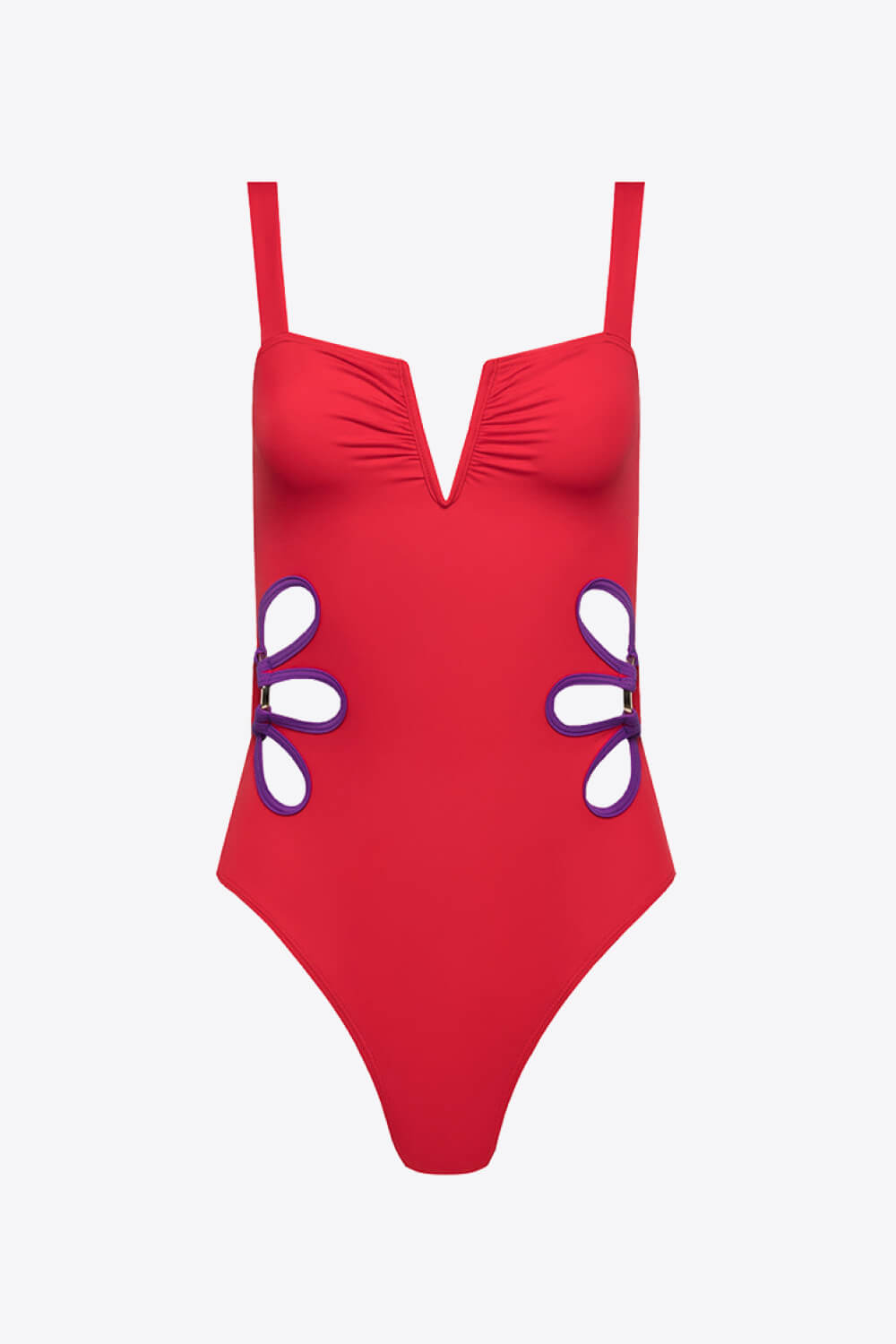 Contrast Trim Cutout Notched Neck One-Piece Swimsuit - House of Binx 