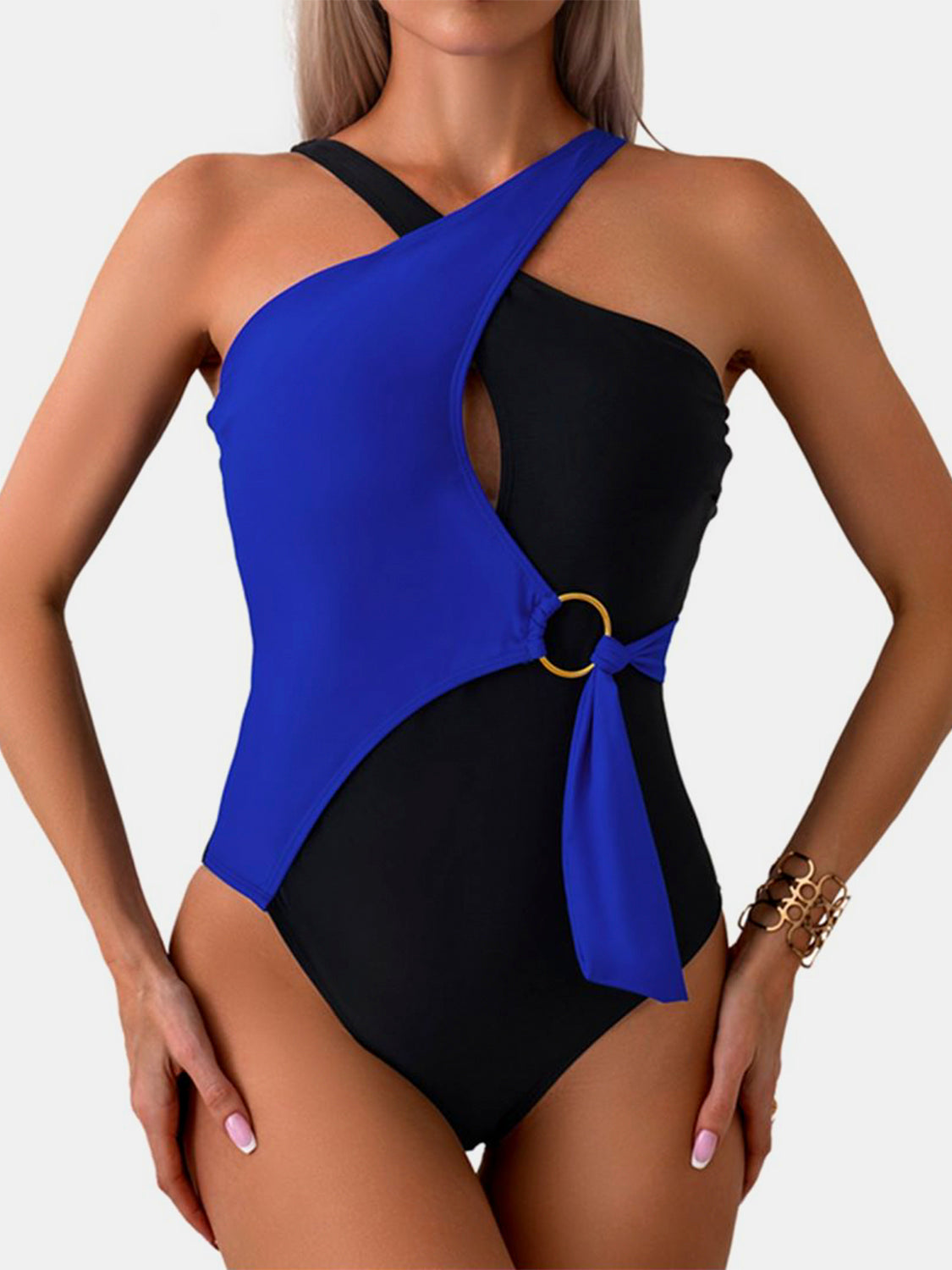 Cutout Contrast Sleeveless One-Piece Swimwear - House of Binx 