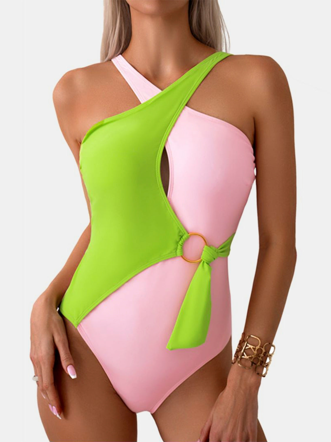 Cutout Contrast Sleeveless One-Piece Swimwear - House of Binx 