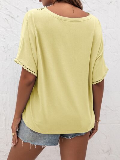 Lace Detail V-Neck T-Shirt - House of Binx 